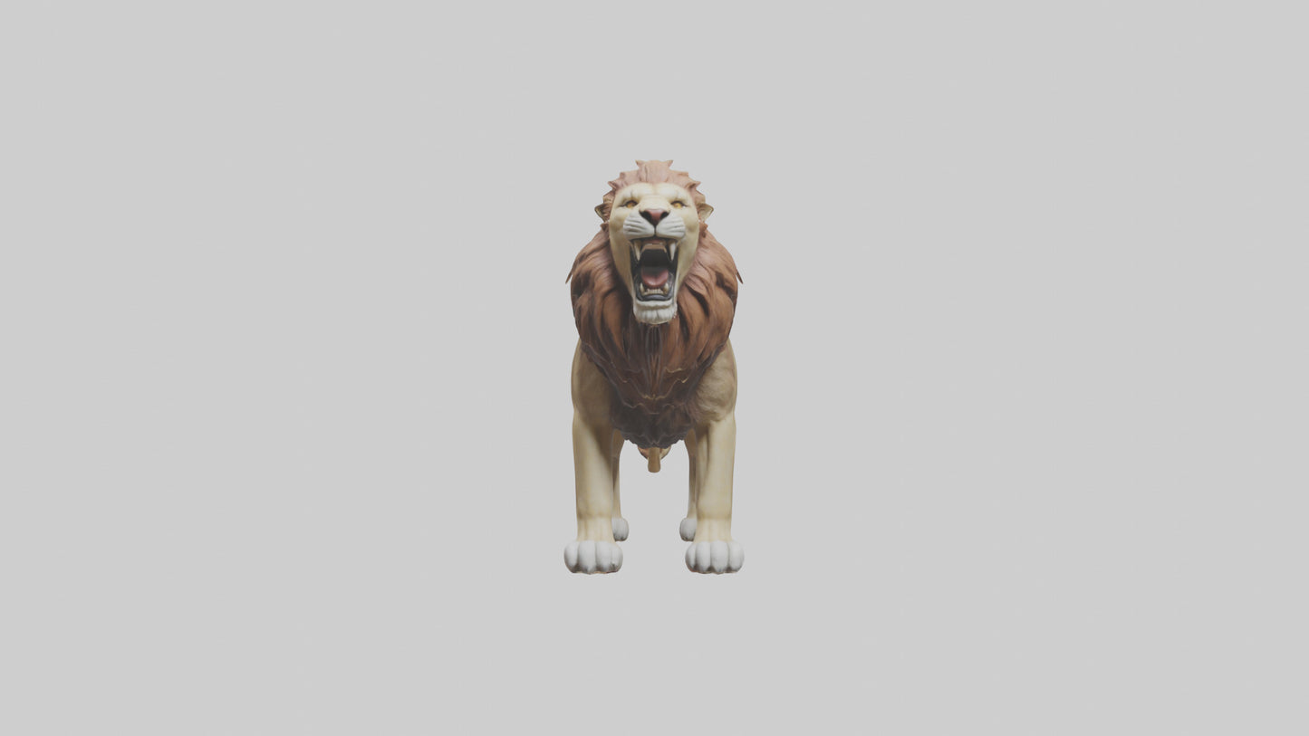 3D model Lion roaring model VR / AR / low-poly