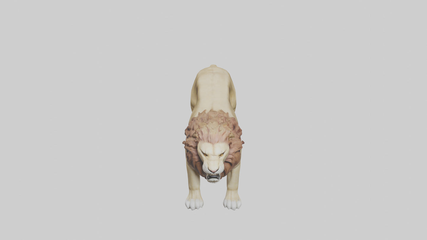 3D model Lion roaring model VR / AR / low-poly