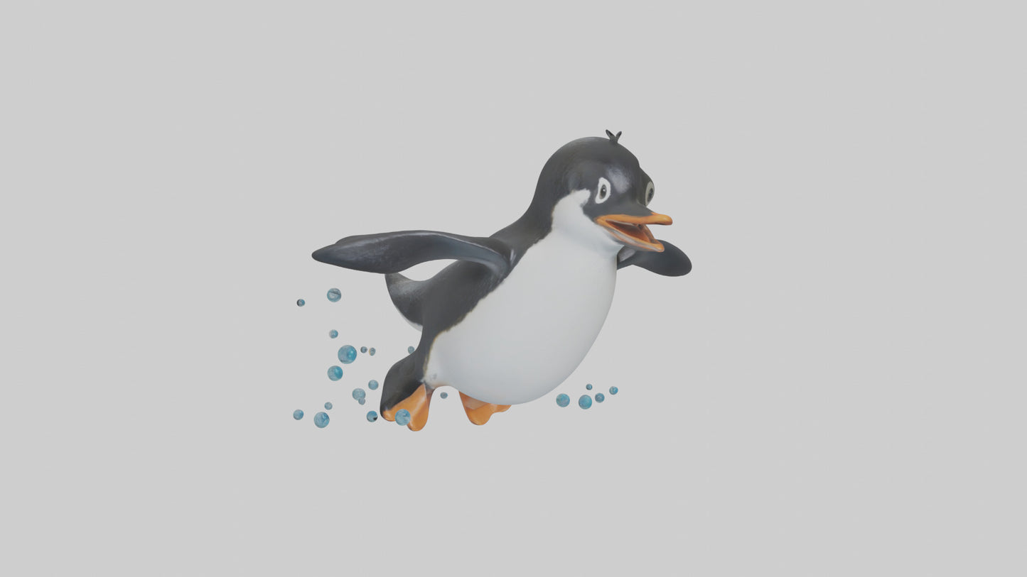 Little Penguin swimming model VR / AR / low-poly