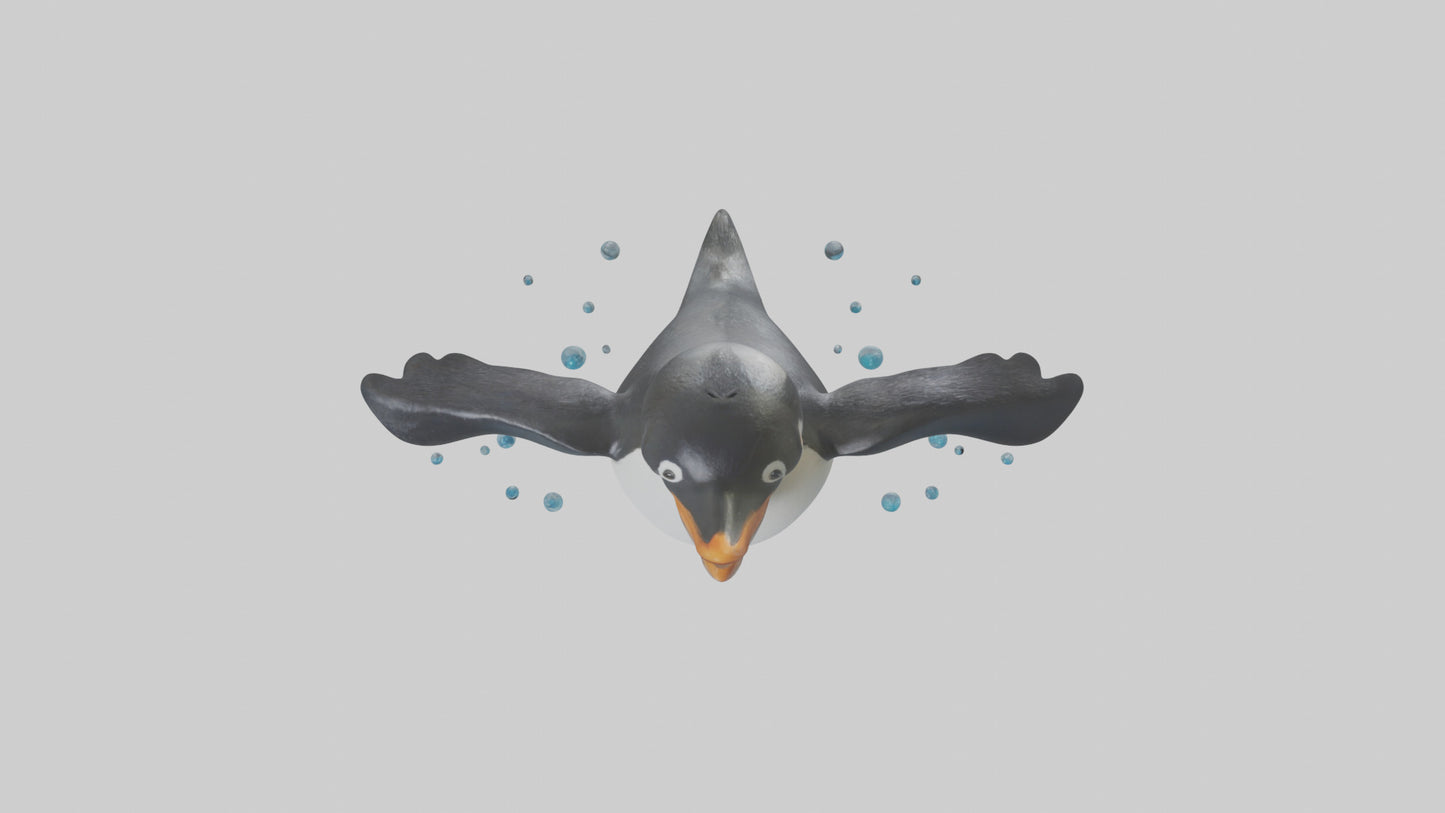 Little Penguin swimming model VR / AR / low-poly