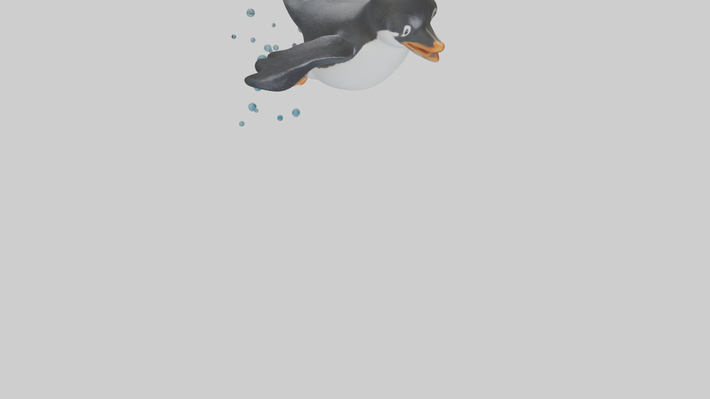 Little Penguin swimming model VR / AR / low-poly