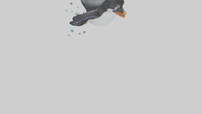 Little Penguin swimming model VR / AR / low-poly