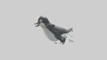 Little Penguin swimming model VR / AR / low-poly