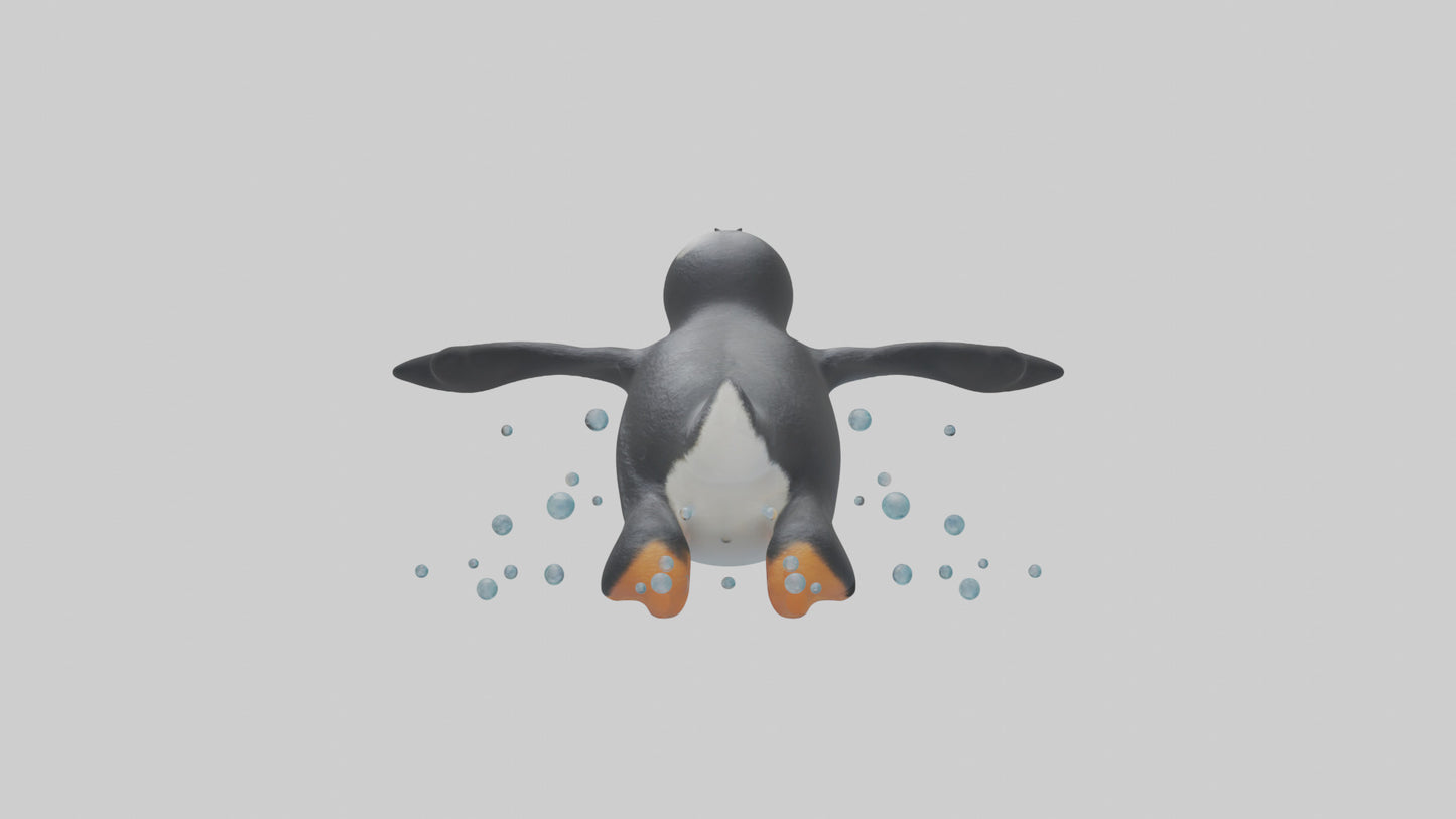 Little Penguin swimming model VR / AR / low-poly