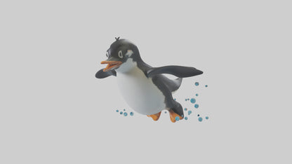 Little Penguin swimming model VR / AR / low-poly