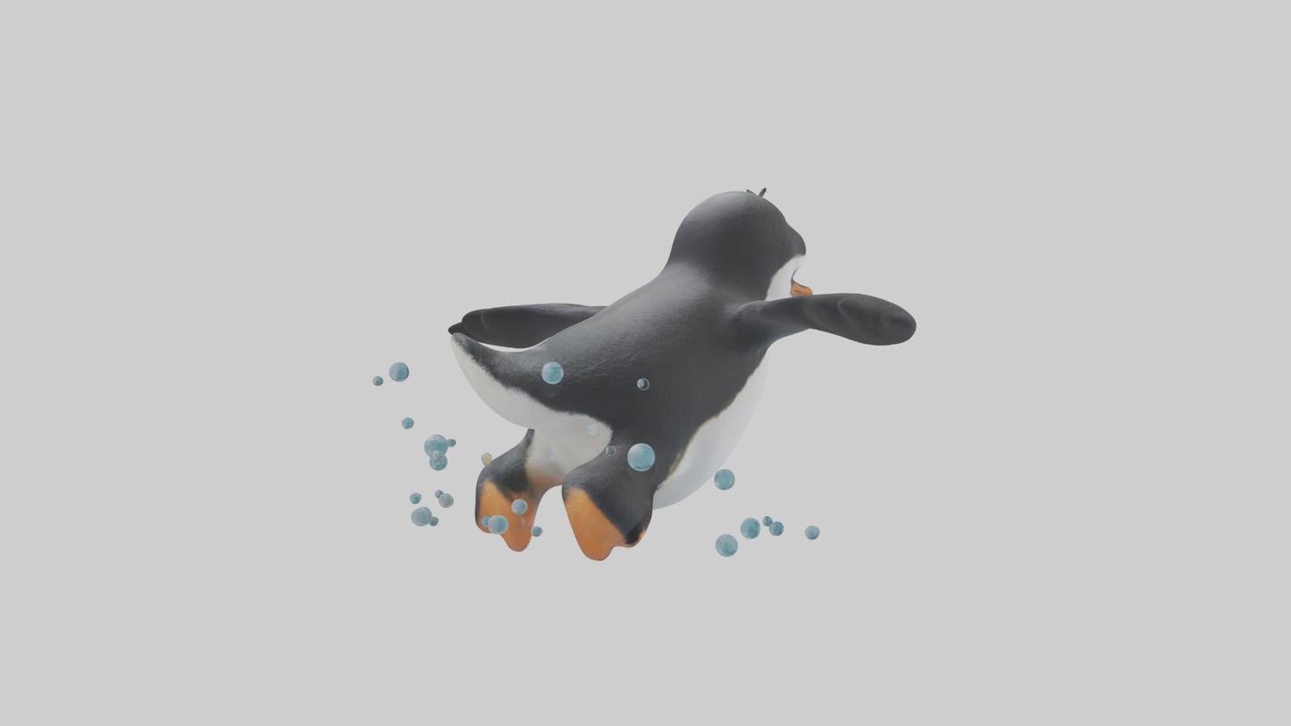 Little Penguin swimming model VR / AR / low-poly