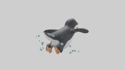 Little Penguin swimming model VR / AR / low-poly