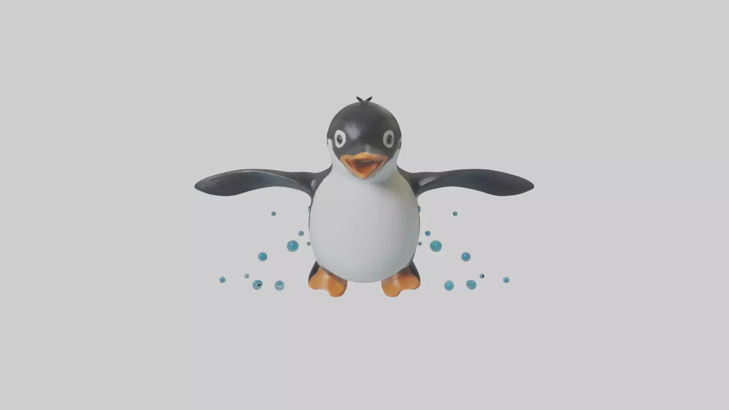 Little Penguin swimming model VR / AR / low-poly