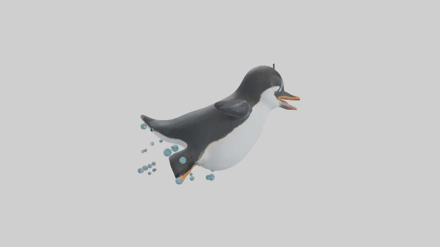 Little Penguin swimming model VR / AR / low-poly