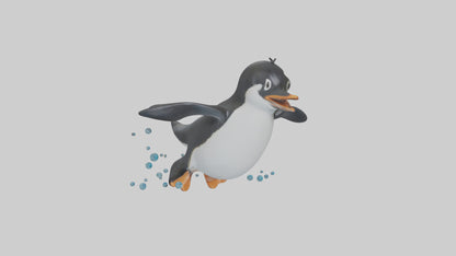 Little Penguin swimming model VR / AR / low-poly