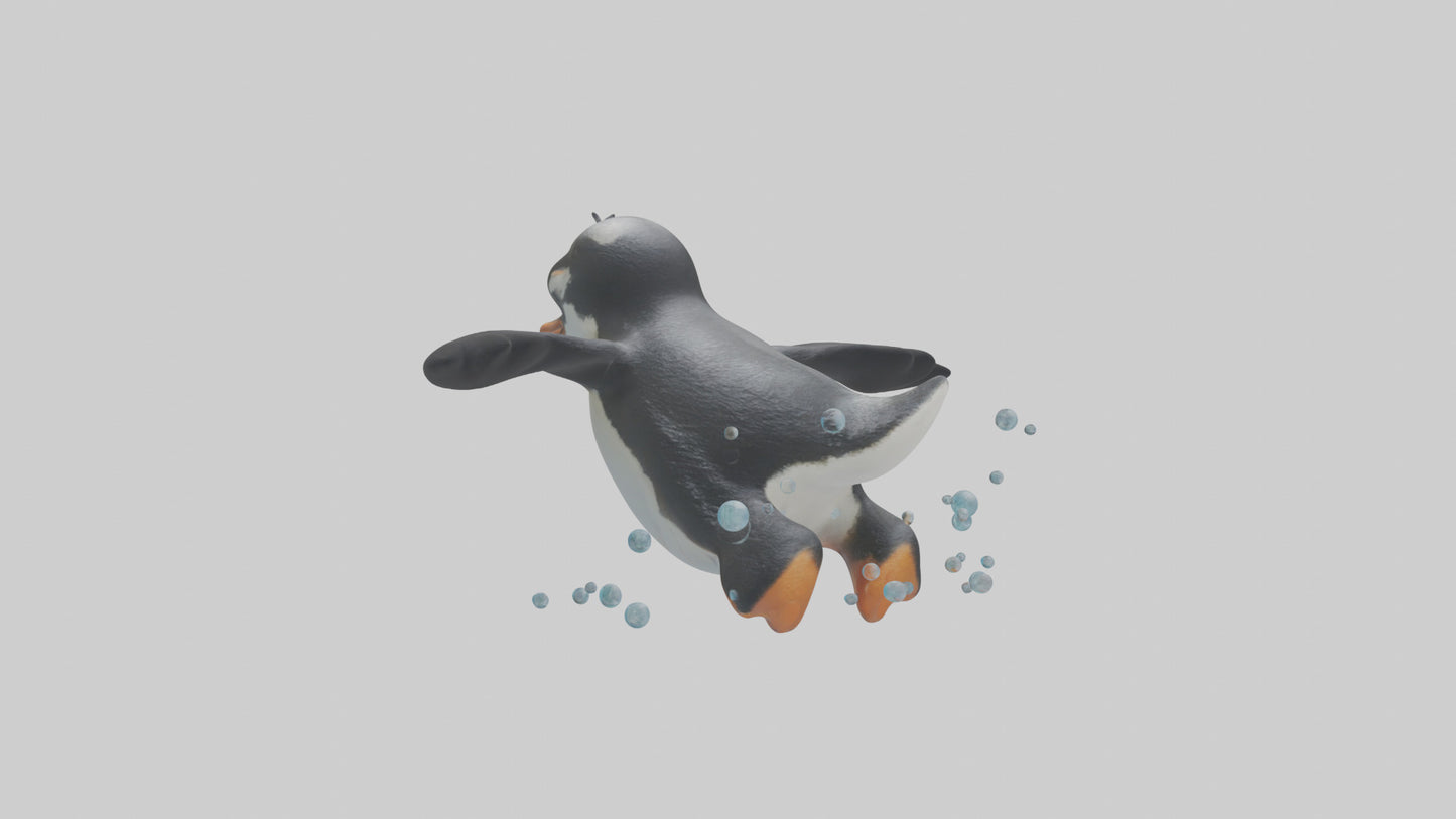 Little Penguin swimming model VR / AR / low-poly