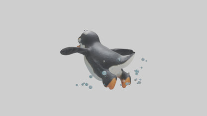 Little Penguin swimming model VR / AR / low-poly