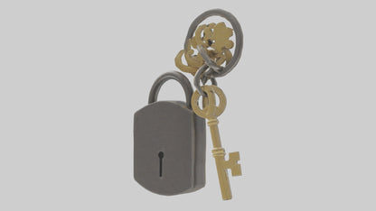 3D model Lock and key keychain model VR / AR / low-poly
