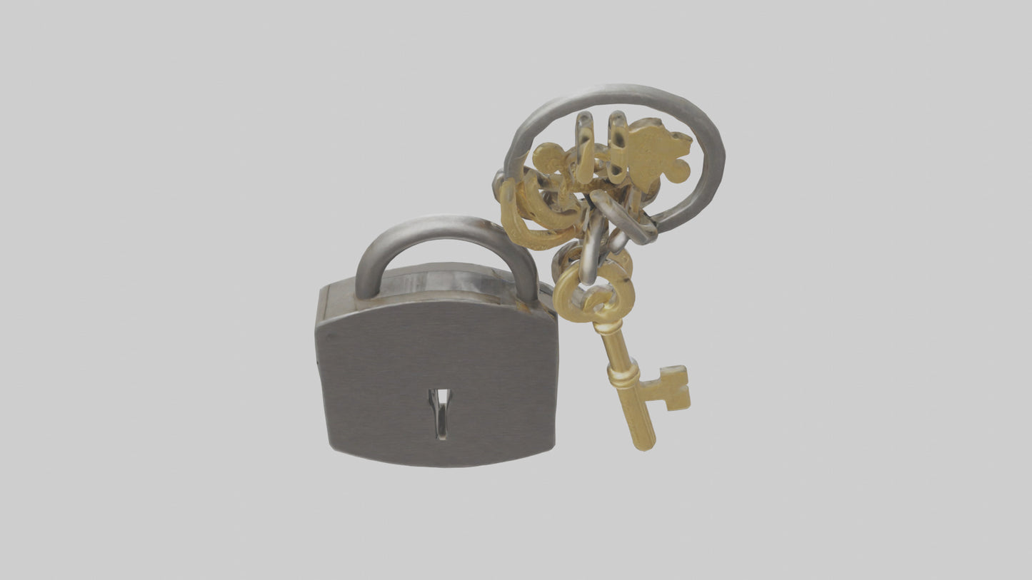 3D model Lock and key keychain model VR / AR / low-poly