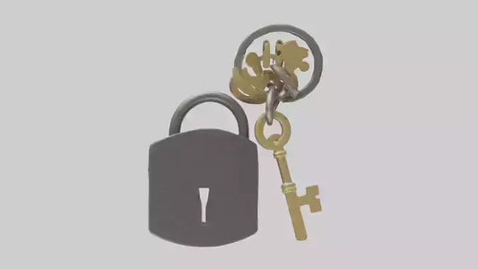 3D model Lock and key keychain model VR / AR / low-poly