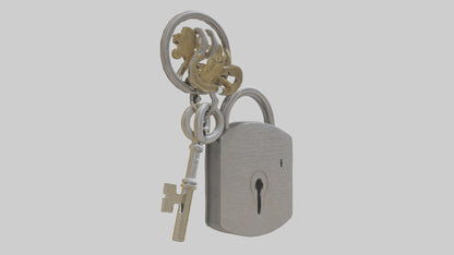 3D model Lock and key keychain model VR / AR / low-poly