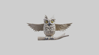 3D model Longeared Owl statue model VR / AR / low-poly