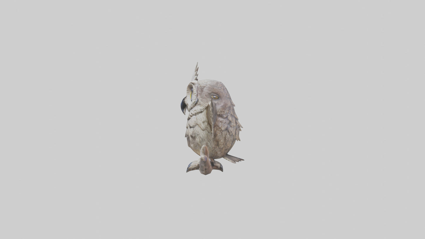3D model Longeared Owl statue model VR / AR / low-poly