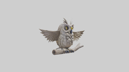 3D model Longeared Owl statue model VR / AR / low-poly