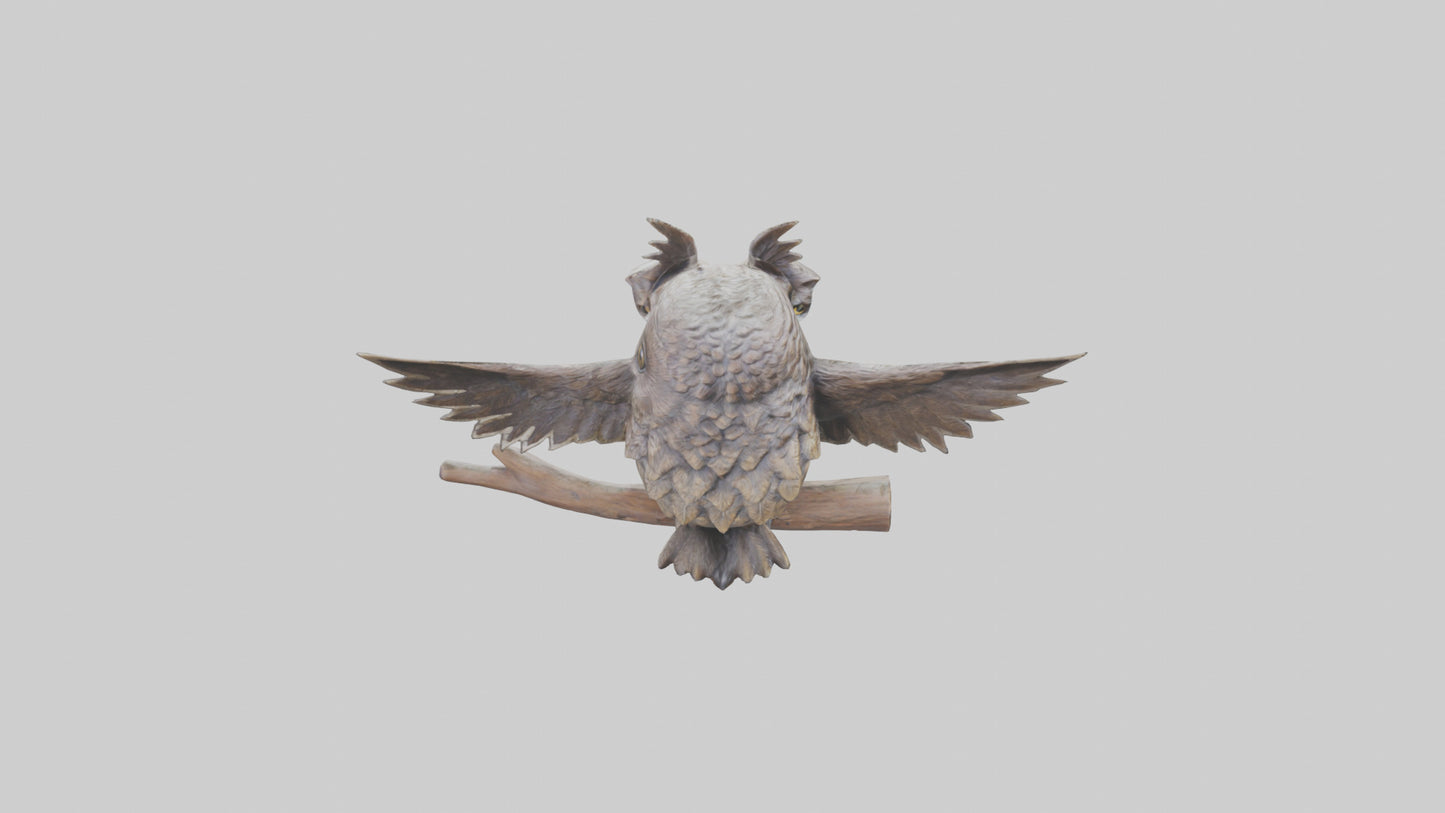 3D model Longeared Owl statue model VR / AR / low-poly