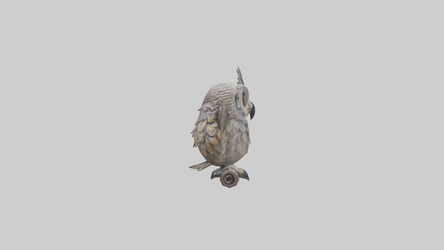 3D model Longeared Owl statue model VR / AR / low-poly