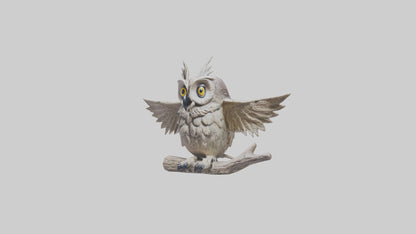 3D model Longeared Owl statue model VR / AR / low-poly