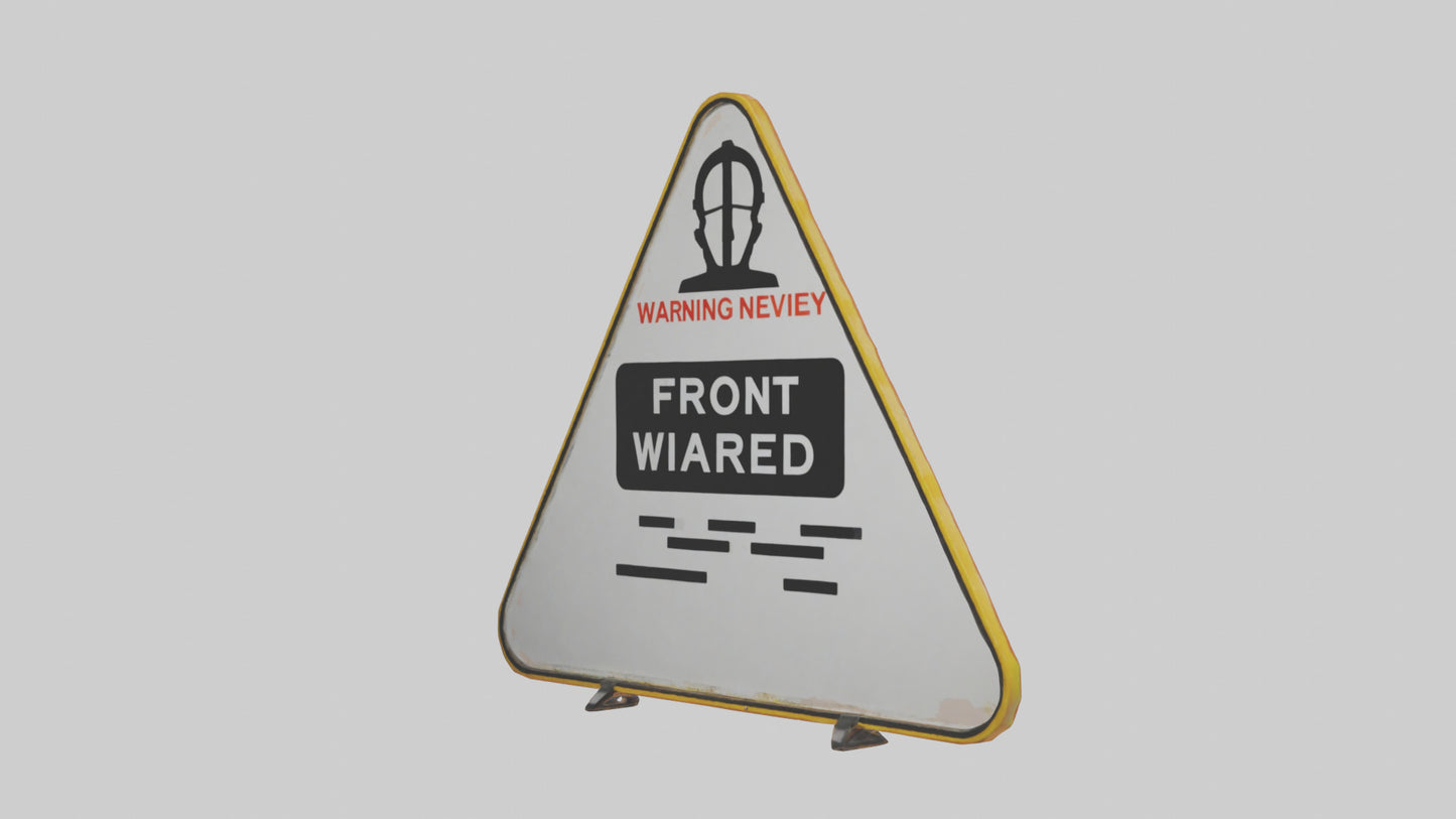 3D model Low Visibility Ahead Warning Sign model VR / AR / low-poly