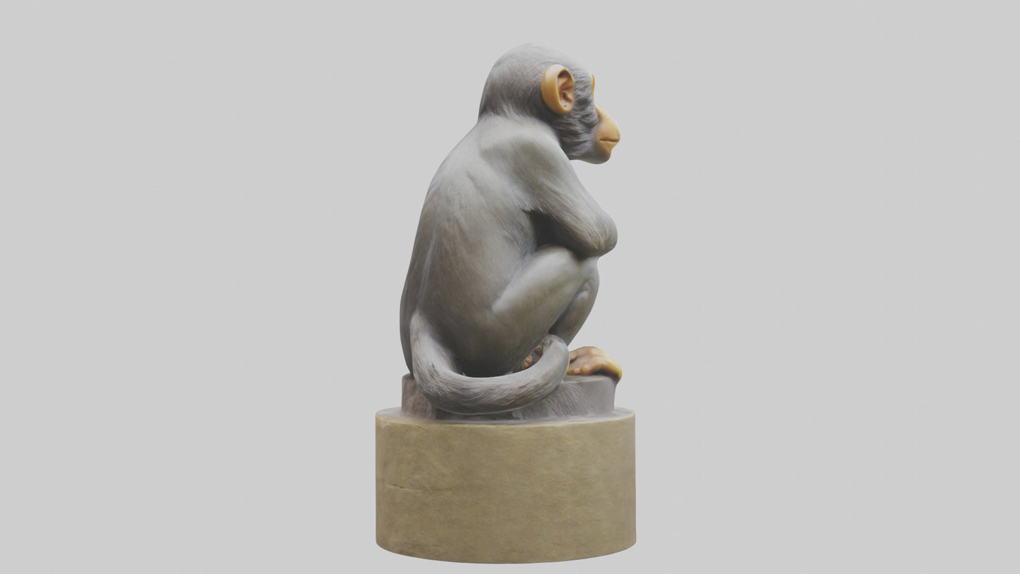 3D model Macaque statue model VR / AR / low-poly