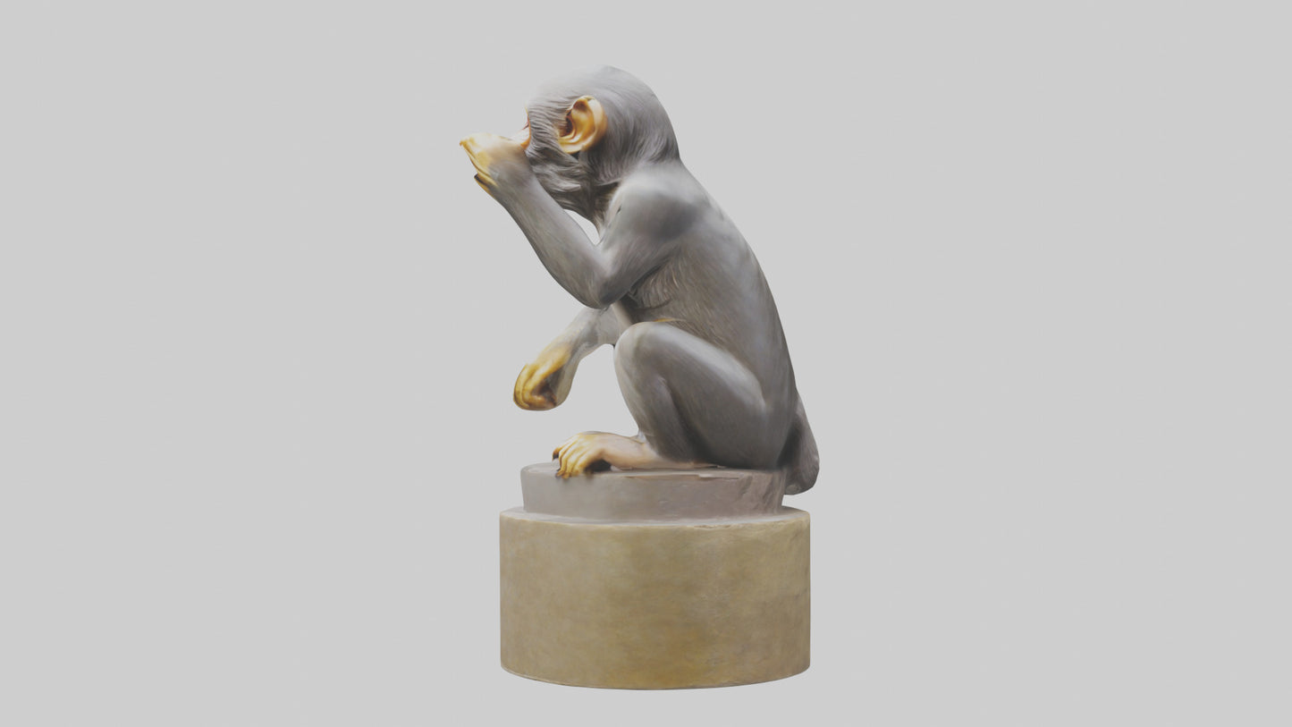 3D model Macaque statue model VR / AR / low-poly