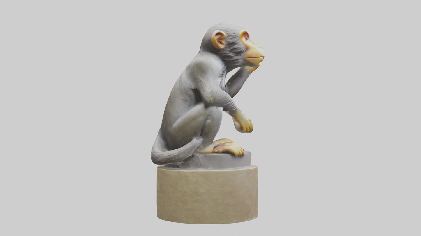 3D model Macaque statue model VR / AR / low-poly