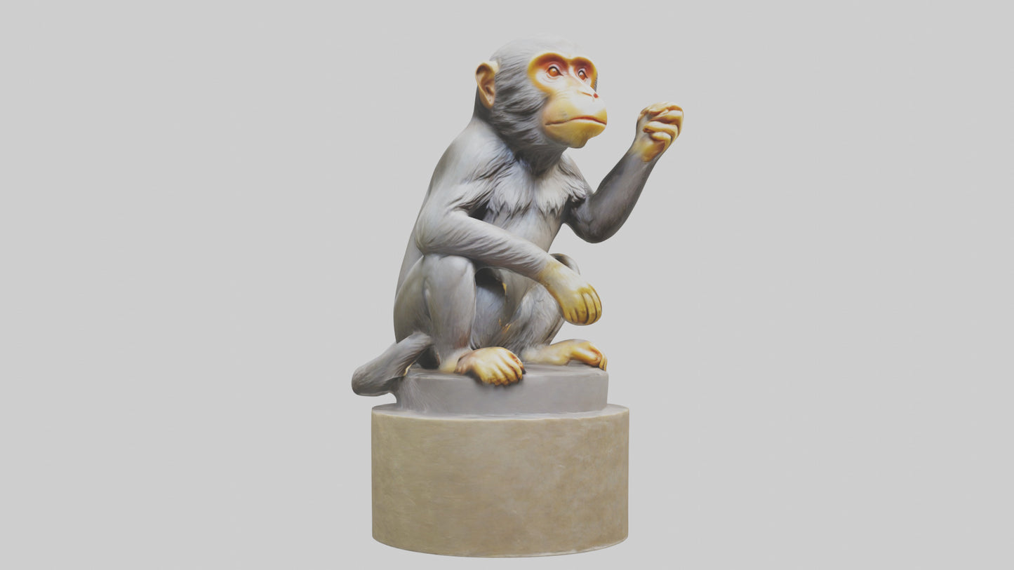 3D model Macaque statue model VR / AR / low-poly