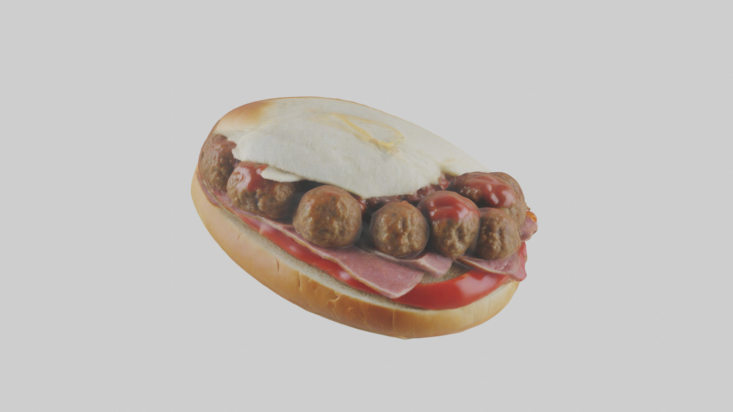 3D model Meatball sandwich model VR / AR / low-poly