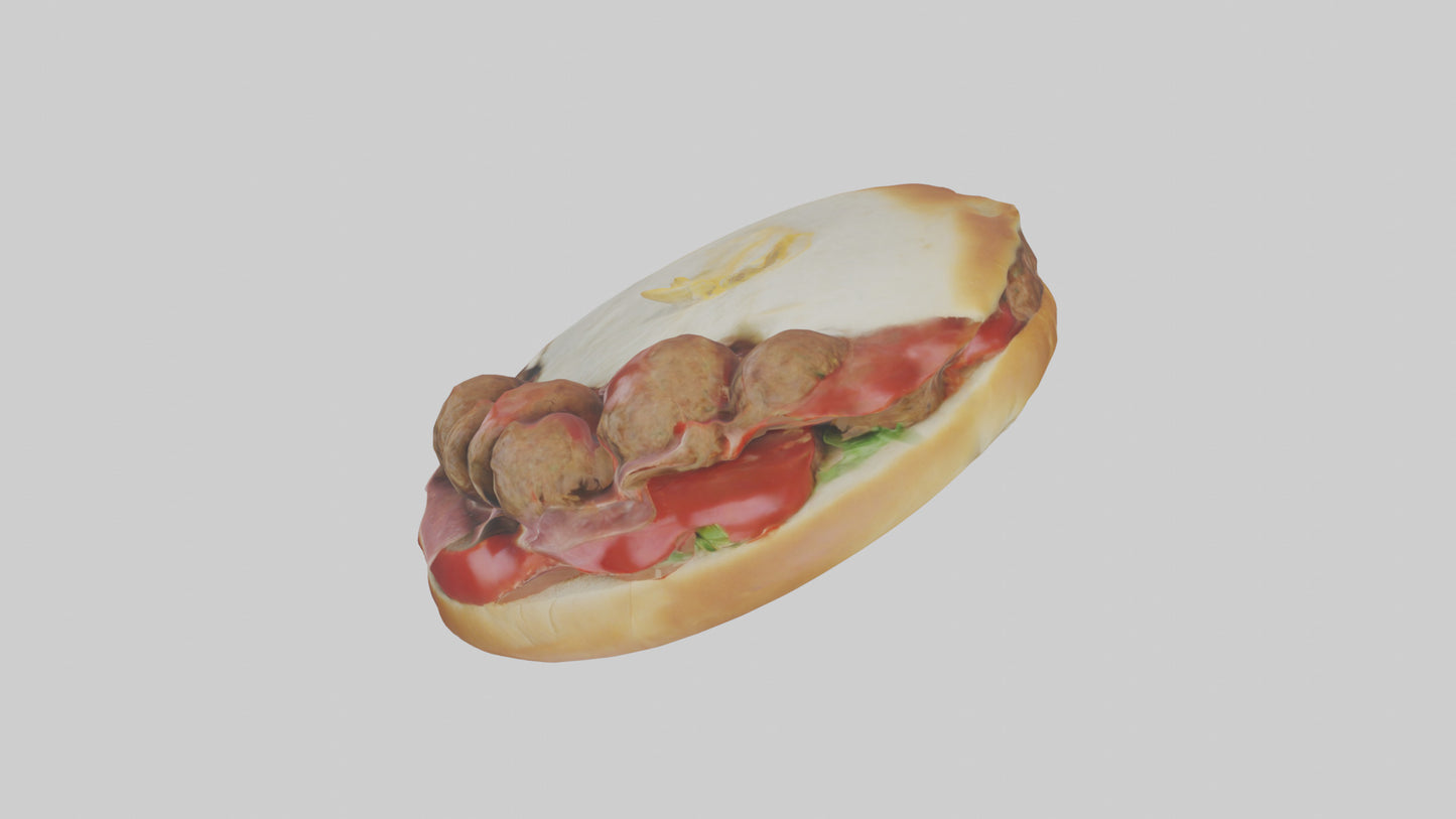 3D model Meatball sandwich model VR / AR / low-poly