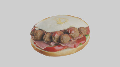 3D model Meatball sandwich model VR / AR / low-poly