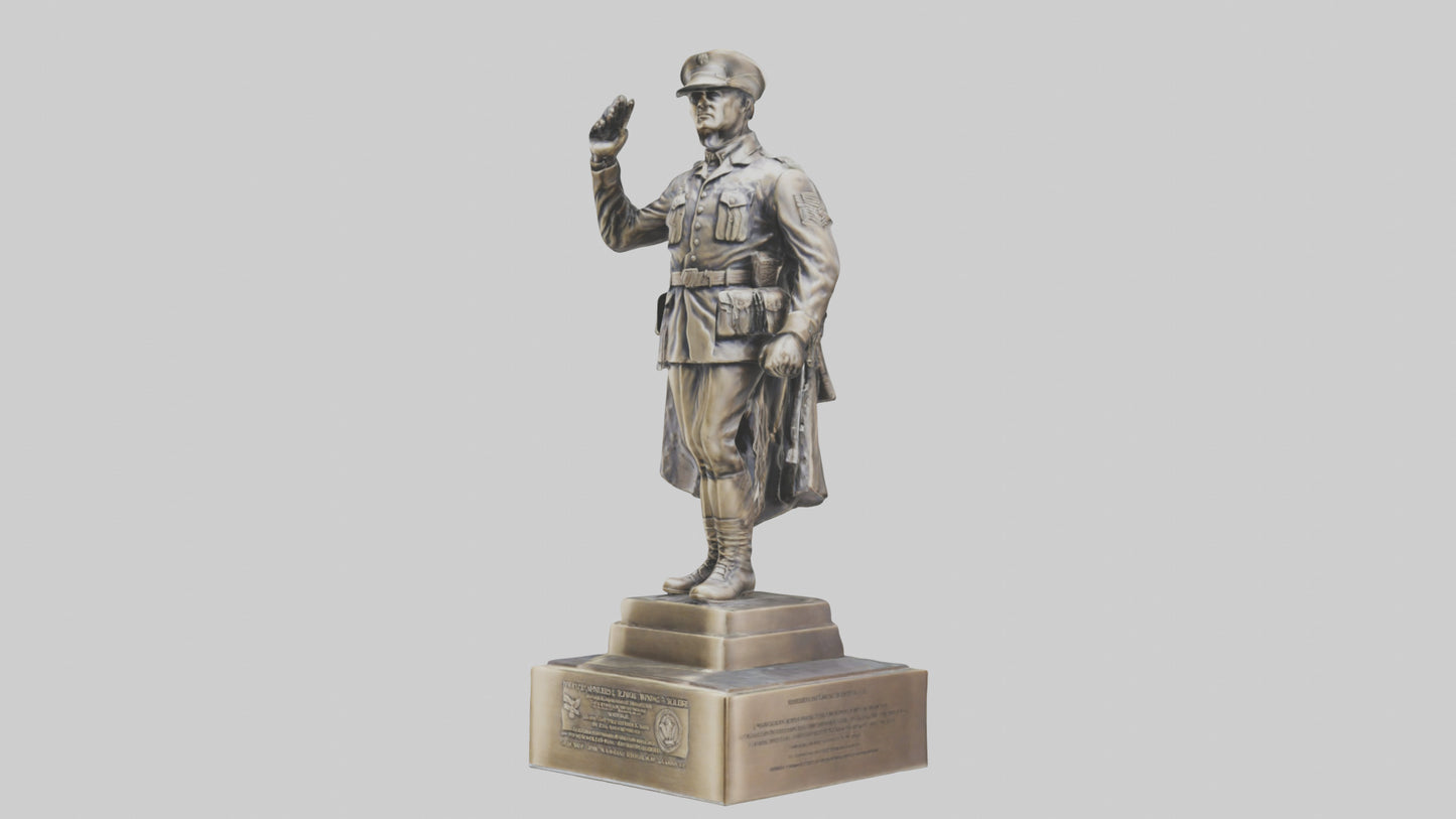 MedalWinning Soldier Statue model VR / AR / low-poly