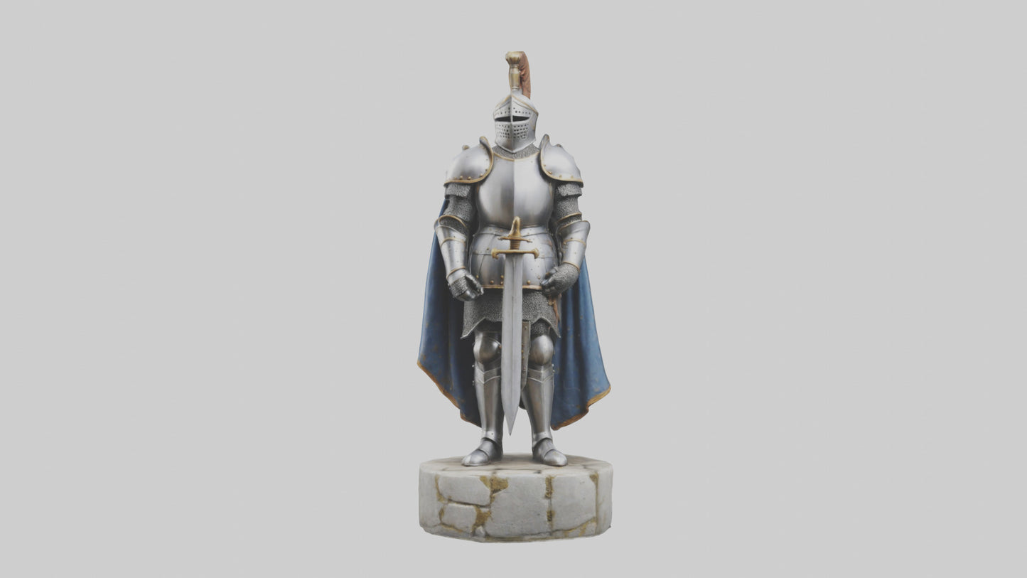 3D model Medieval Castle Knight statue model VR / AR / low-poly