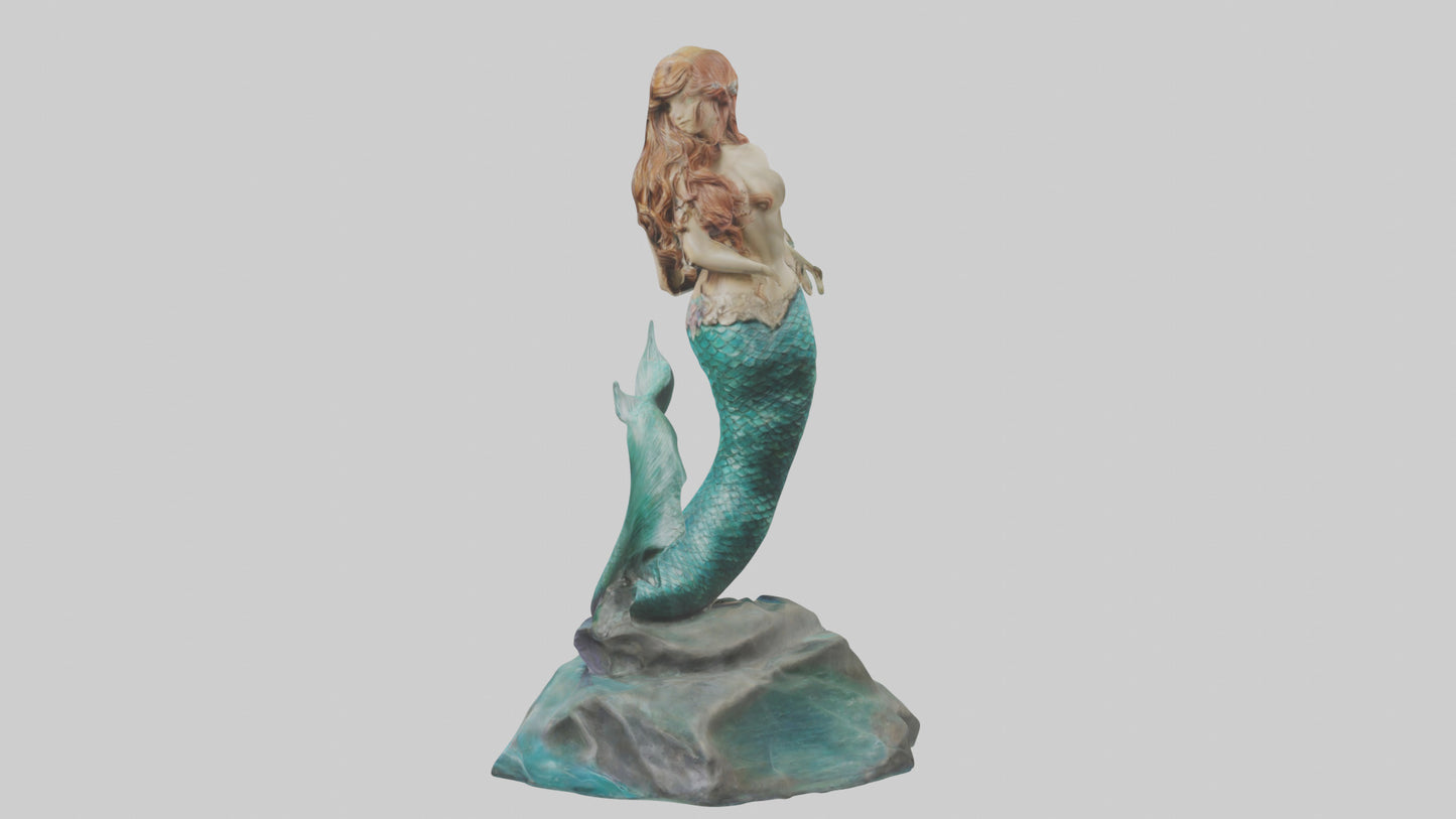 3D model Mermaid statue model VR / AR / low-poly