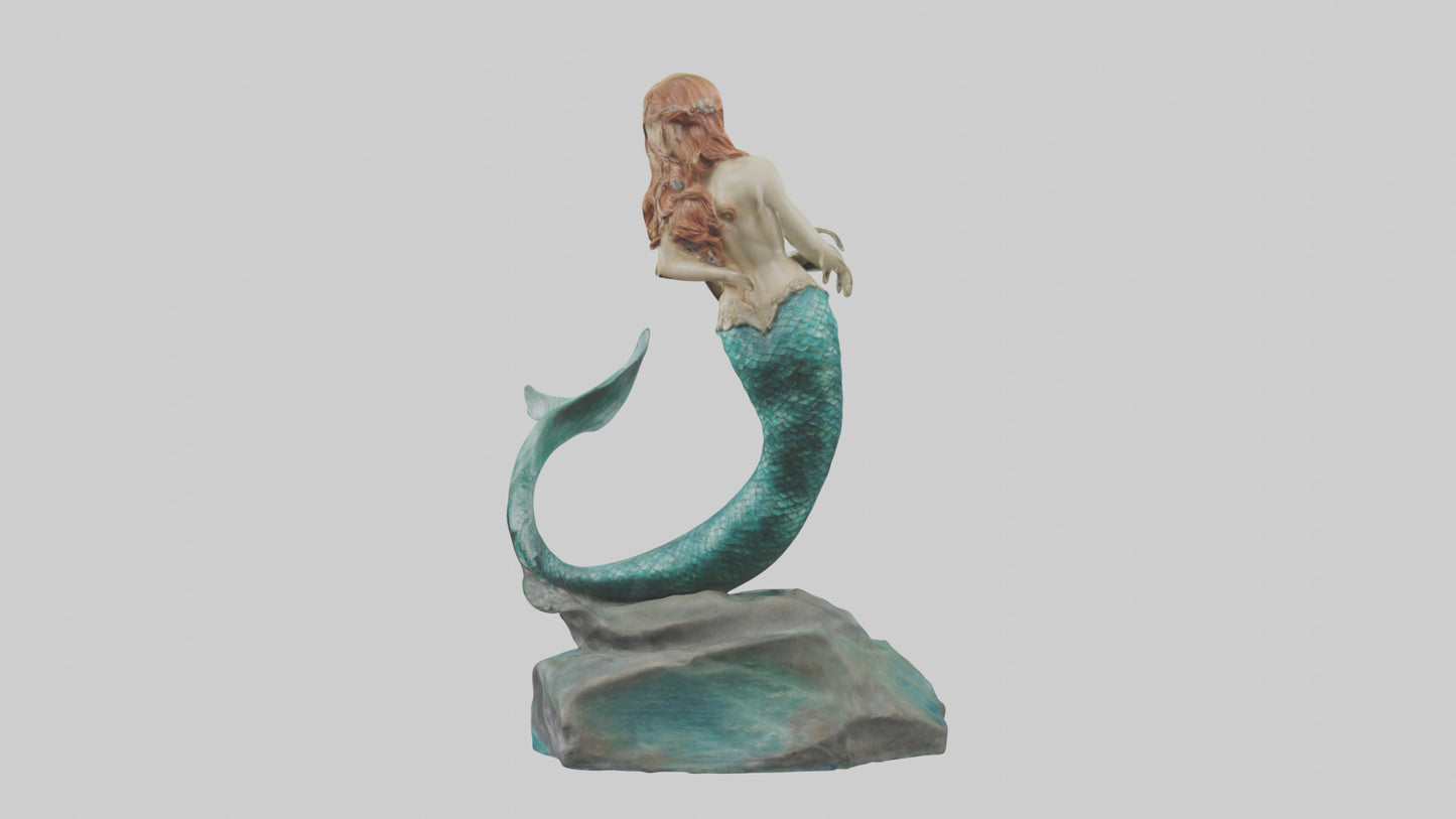 3D model Mermaid statue model VR / AR / low-poly