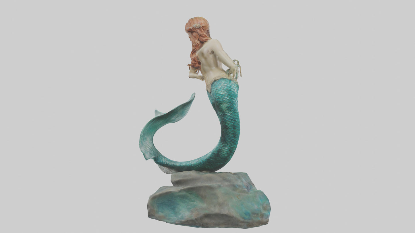 3D model Mermaid statue model VR / AR / low-poly