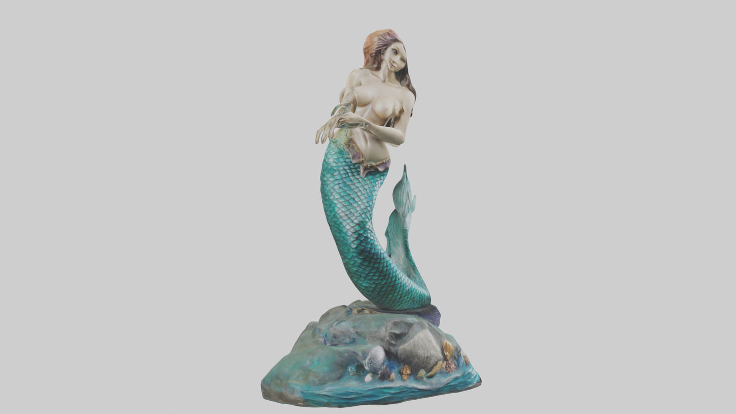 3D model Mermaid statue model VR / AR / low-poly