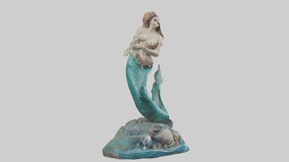 3D model Mermaid statue model VR / AR / low-poly