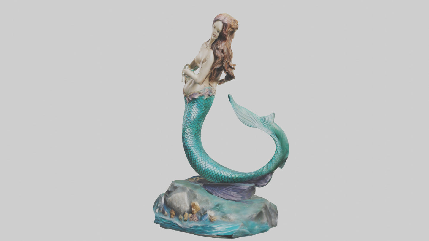3D model Mermaid statue model VR / AR / low-poly