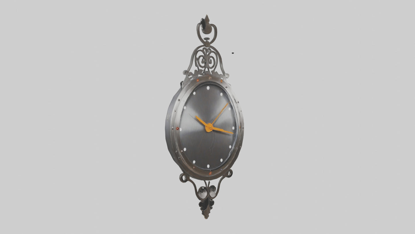 3D model Metal Wall Clock with Design model VR / AR / low-poly