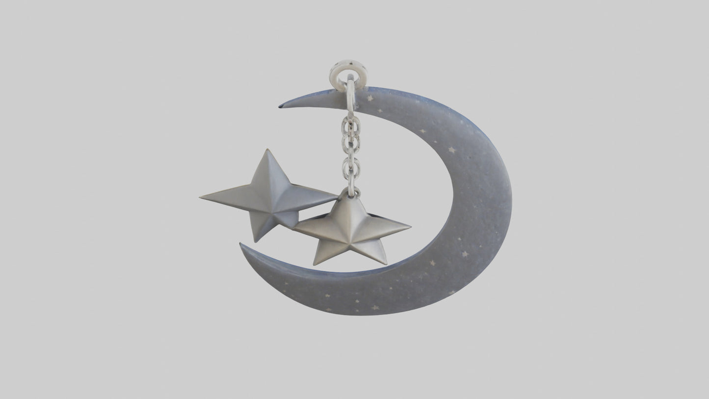 Moon and star keychain model 3D model