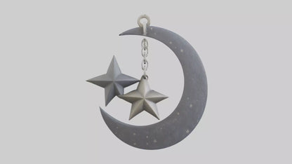 Moon and star keychain model 3D model