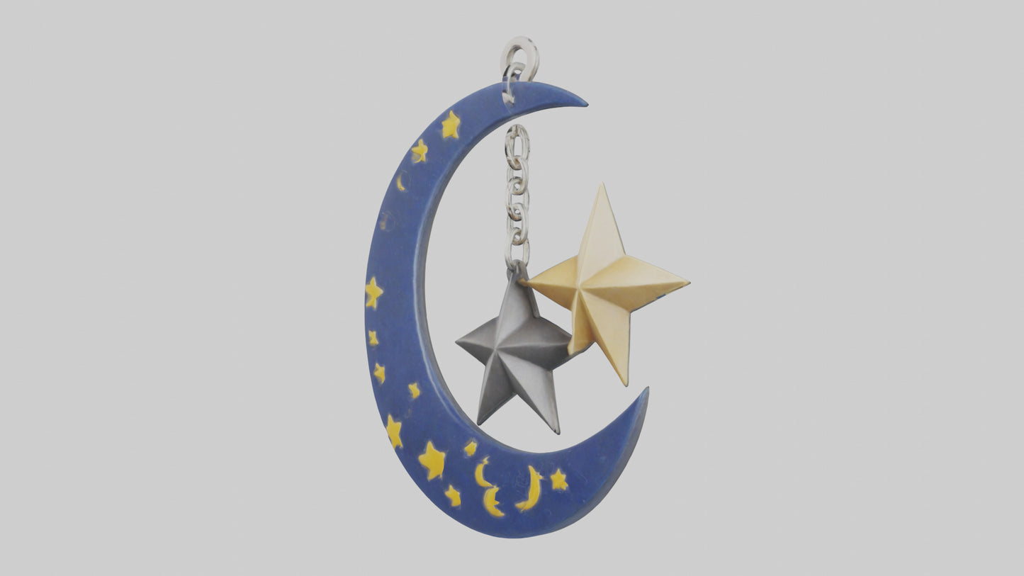 Moon and star keychain model 3D model