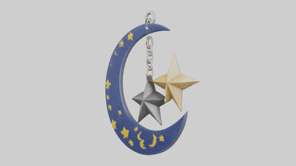 Moon and star keychain model 3D model