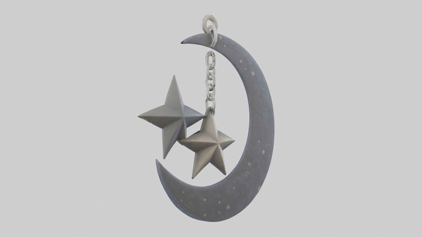 Moon and star keychain model 3D model