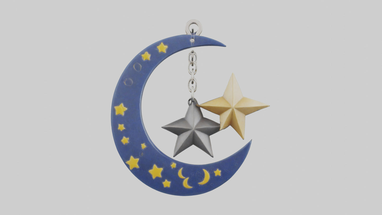 Moon and star keychain model 3D model