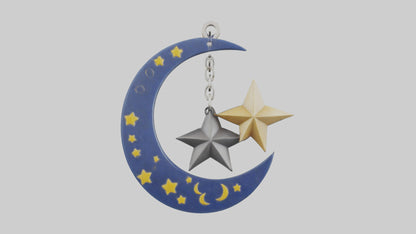 Moon and star keychain model 3D model